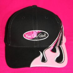 Black w/Pink Flame Pony Tail Hat